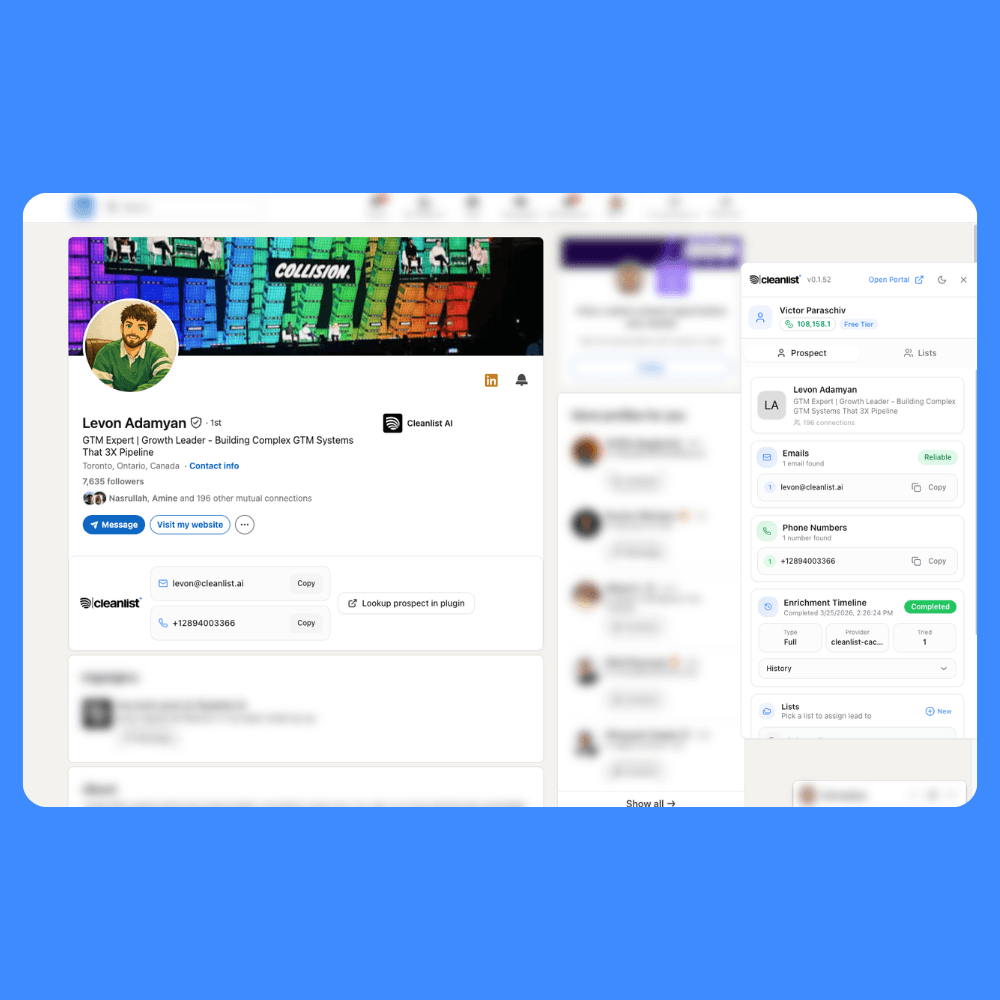 Cleanlist Chrome extension on LinkedIn